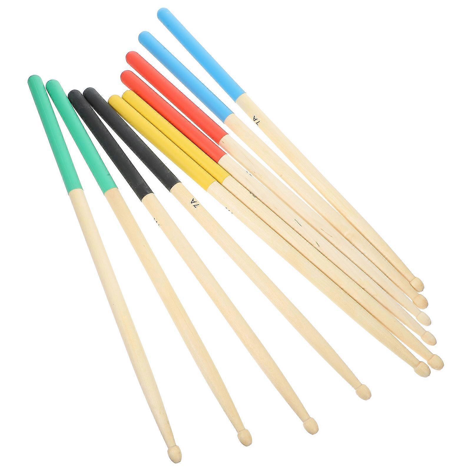 Maple Wood Drumsticks for Percussion Instrument 5Pairs Assorted Colors