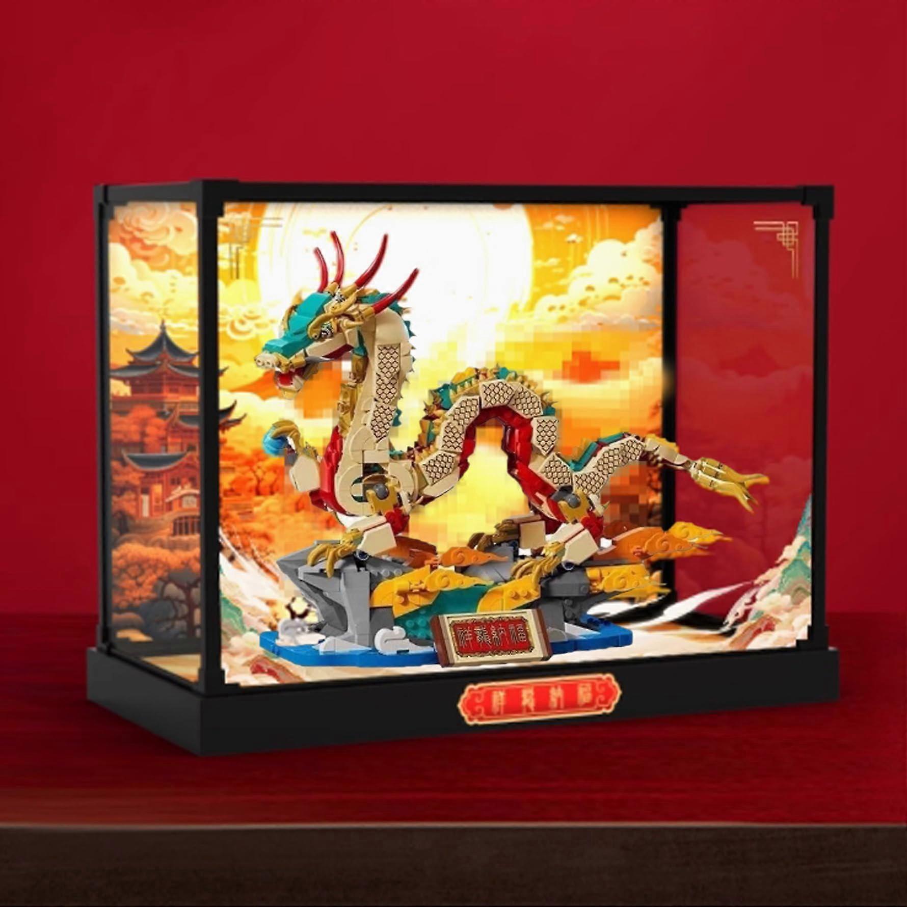 Acrylic Display Case for  80112 Lucky Dragon Model, Clear Dustproof Stackable Showcase with Tool Assembly