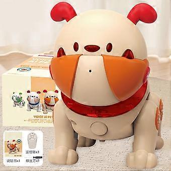 Giocattolo robot a forma di cane con registrazione vocale, 4 effetti, canta e balla, interazione sensibile – Compatibile con bambini e adulti, arancione