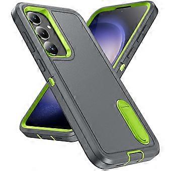 Military Grade 3‑Layer Shockproof Protective Case with Kickstand (Gray Green) for Samsung Galaxy S25 Plus