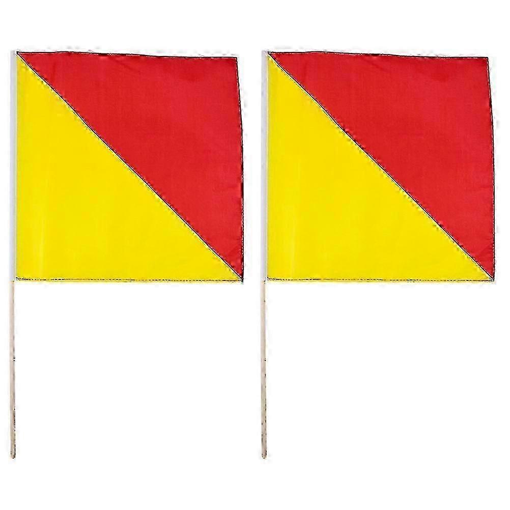 2pcs Handheld Signal Flags 50x35cm Waving Match Commanding Flags