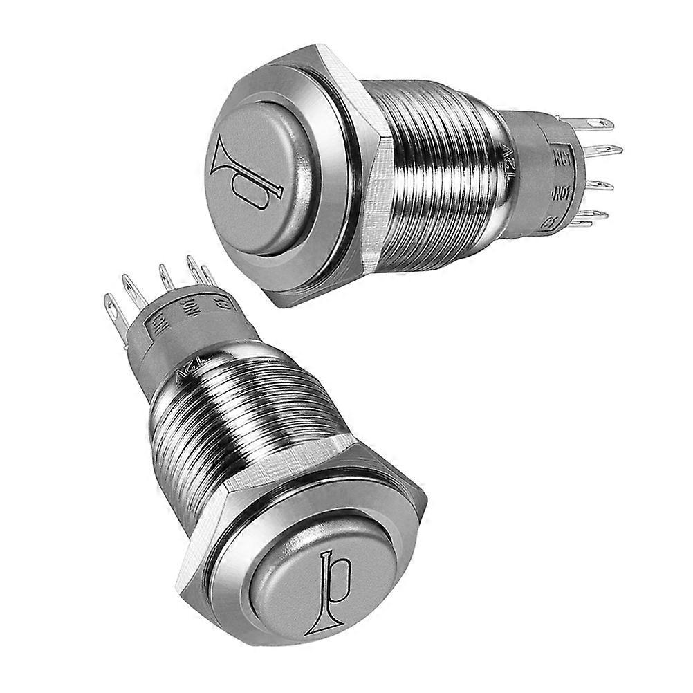 2Pcs Car Metal Waterproof Momentary Push Button Switch Button