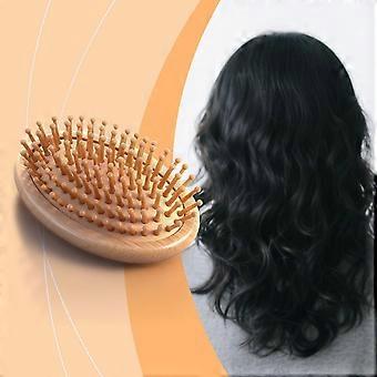 Peine de bambú portátil sin mango con cojín de aire para masaje capilar, ideal para el cuidado diario del cabello. Peine de masaje con suave bolsa de aire.