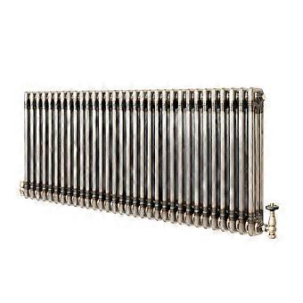 Traditional 3 Column Radiator & Valves – 600mm x 1460mm - Raw Metal