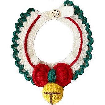 Kerstmis kat kraag met bel handgemaakte breien vakantie kat huisdier Bandana kraag stropdas kostuum Outfit voor kat Kitten (Kerstmis groen, M)