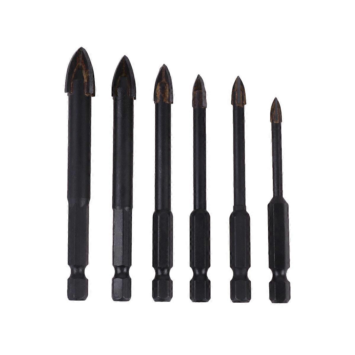 Ceramic Drill Bits Multi-Function Hole Opener for Drilling 6Pcs Black Set