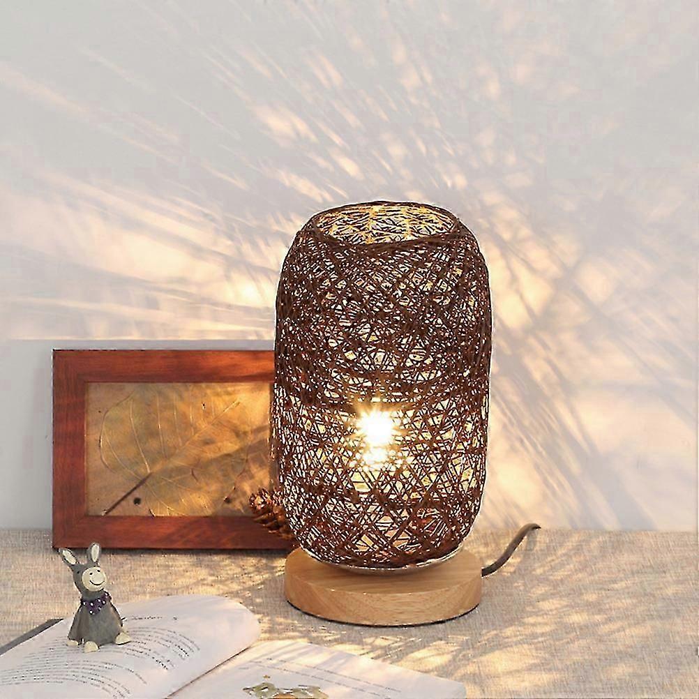 LED Twine Vine Ball Table Lamp | Solid Wood Base | Bedside Coffee Table Lighting