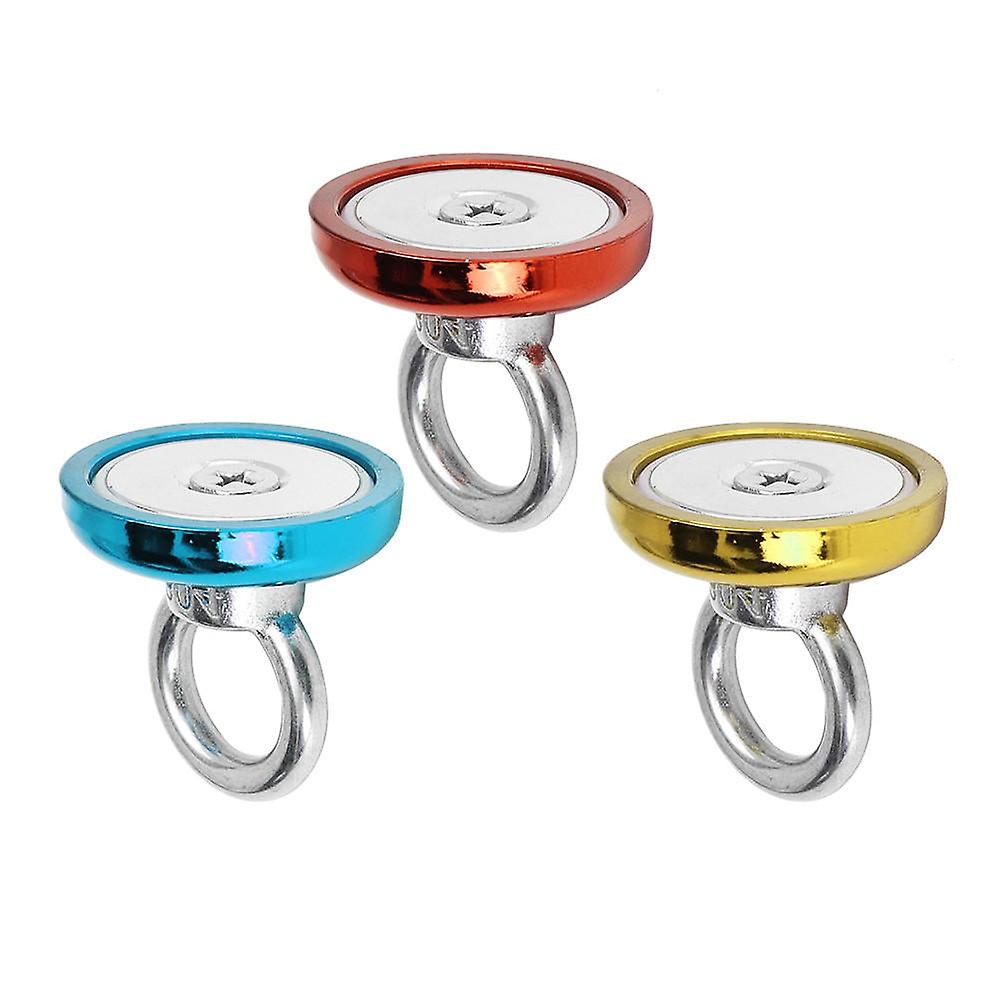 36X30mm 50kg Neodymium Recovery Magnet Red/yellow/blue Eyebolt Hook Metal Detector