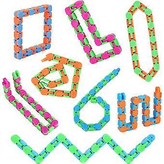 8Pcs 24Links Fidgets Wacky Tracks Fidget Toys for Kids Valentines Day Gifts