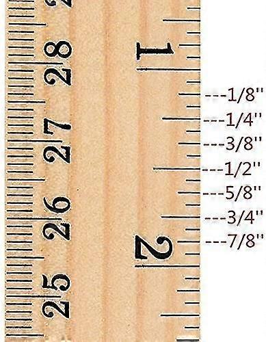 25 Régua de Madeira de 12 Polegadas, Régua de Medição de Madeira, 2 Escala