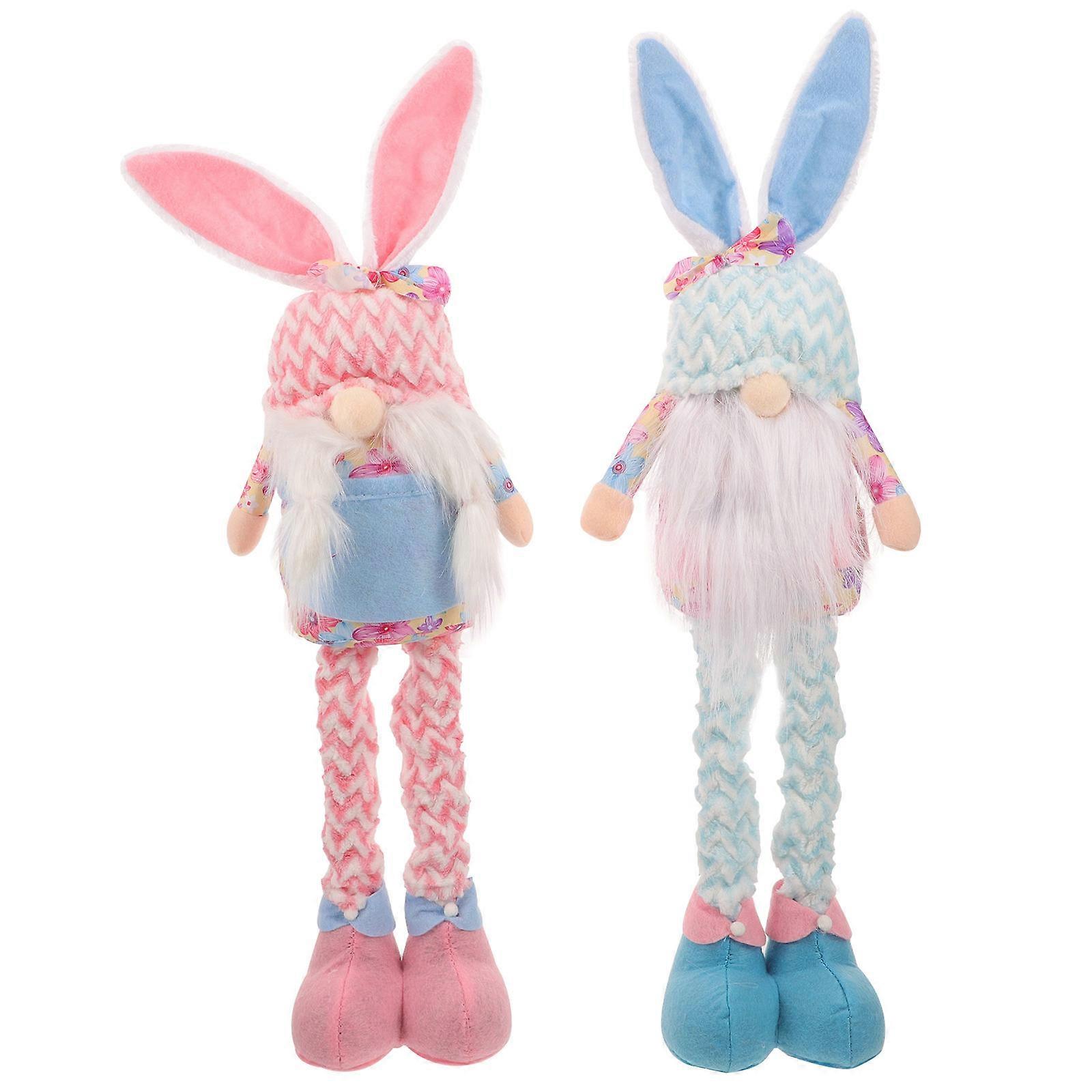 2Pcs Easter Bunny Gnomes Easter Decors Telescopic Easter Gnomes Easter Bunny Gnome Ornaments