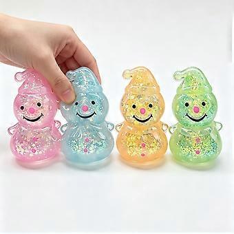 Jul 4PCS snögubbe glitter squishy stressleksak, barnstrumpbyxor, söt sensorisk present till pojkar och flickor högtidsfestgåvor