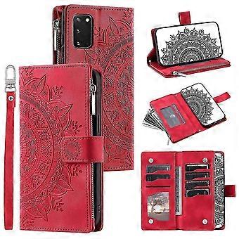 Schokbestendig Mandala Bloemen PU Lederen Hoesje voor Samsung Galaxy S20 4G 5G met Magnetische Sluiting, Opvouwbare Standaard en Kaartvakken