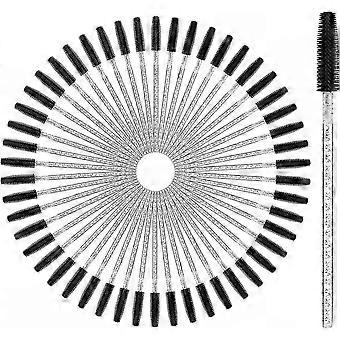 Eyelash & Eyebrow Makeup Application, 50 Pieces Disposable Eyelash Brushes & Spoolers, Transparent Black Mascara Tool & Applicator
