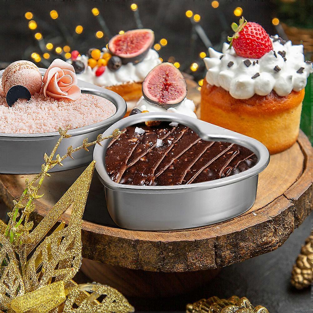 Silver Heart Shaped Cake Pan for Baking 3Pcs Multi-Function Mold