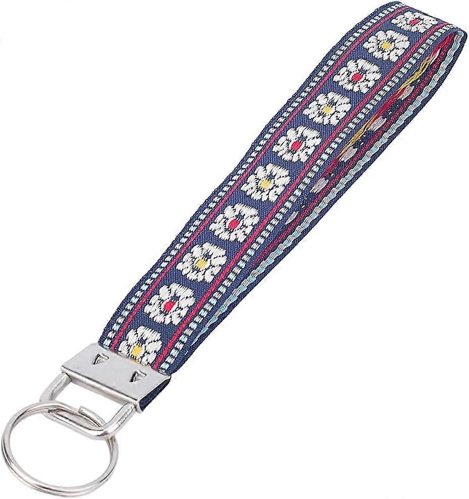 Iron with Polyester Inwrought Keychain Black 165mm