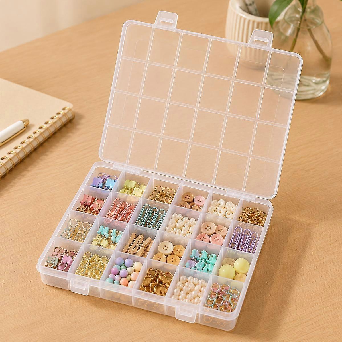 24-Compartment Non-Removable Clear Plastic Organizer Box