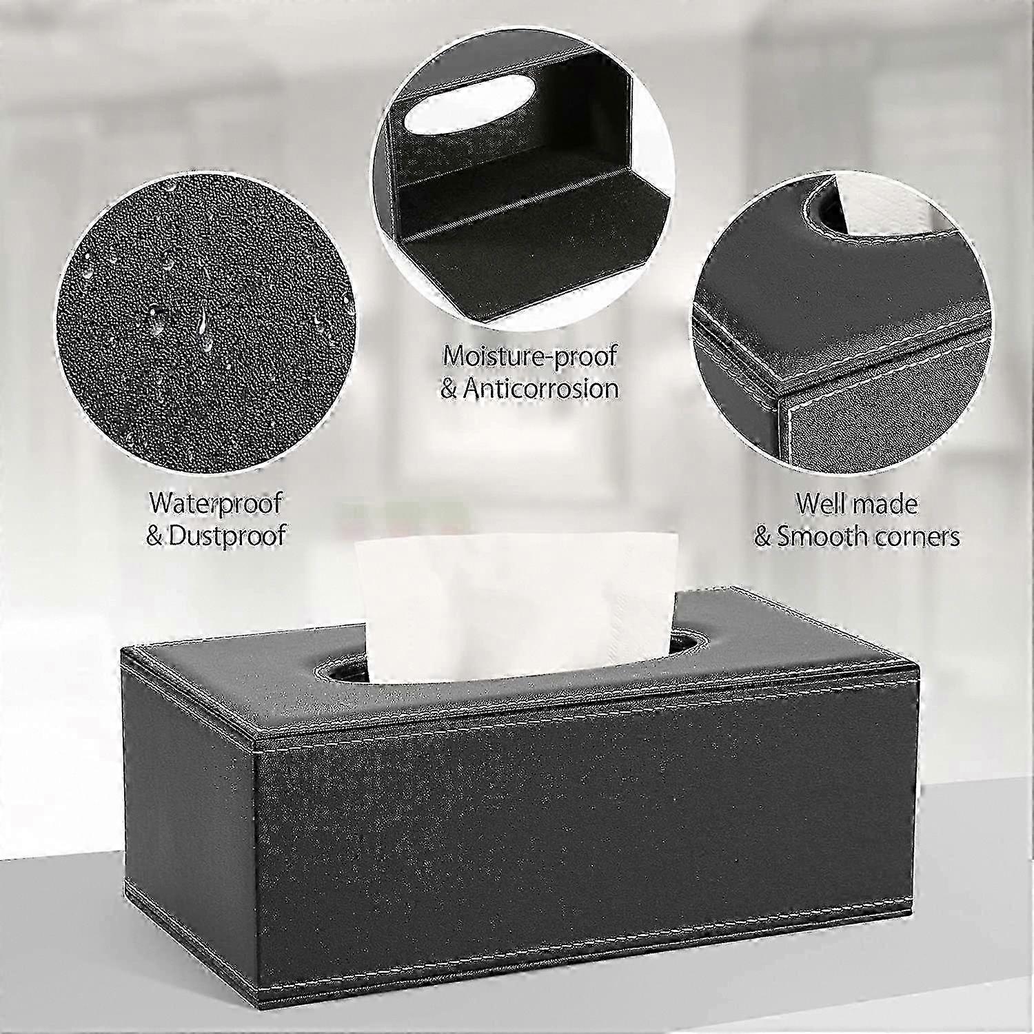 Rectangular Tissue Box Holder Tissue Box Cover PU Leather Facial Tissue Dispenser