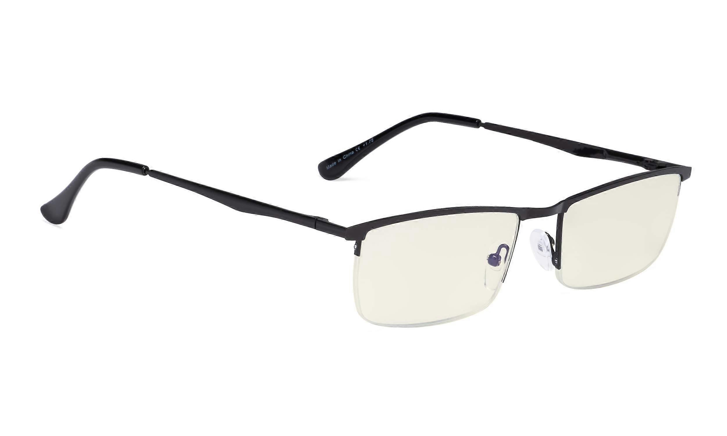 Blue Light Blocking Reading Glasses +0.75 Half Rim Computer Eyewear with Spring Hinges Black Frame