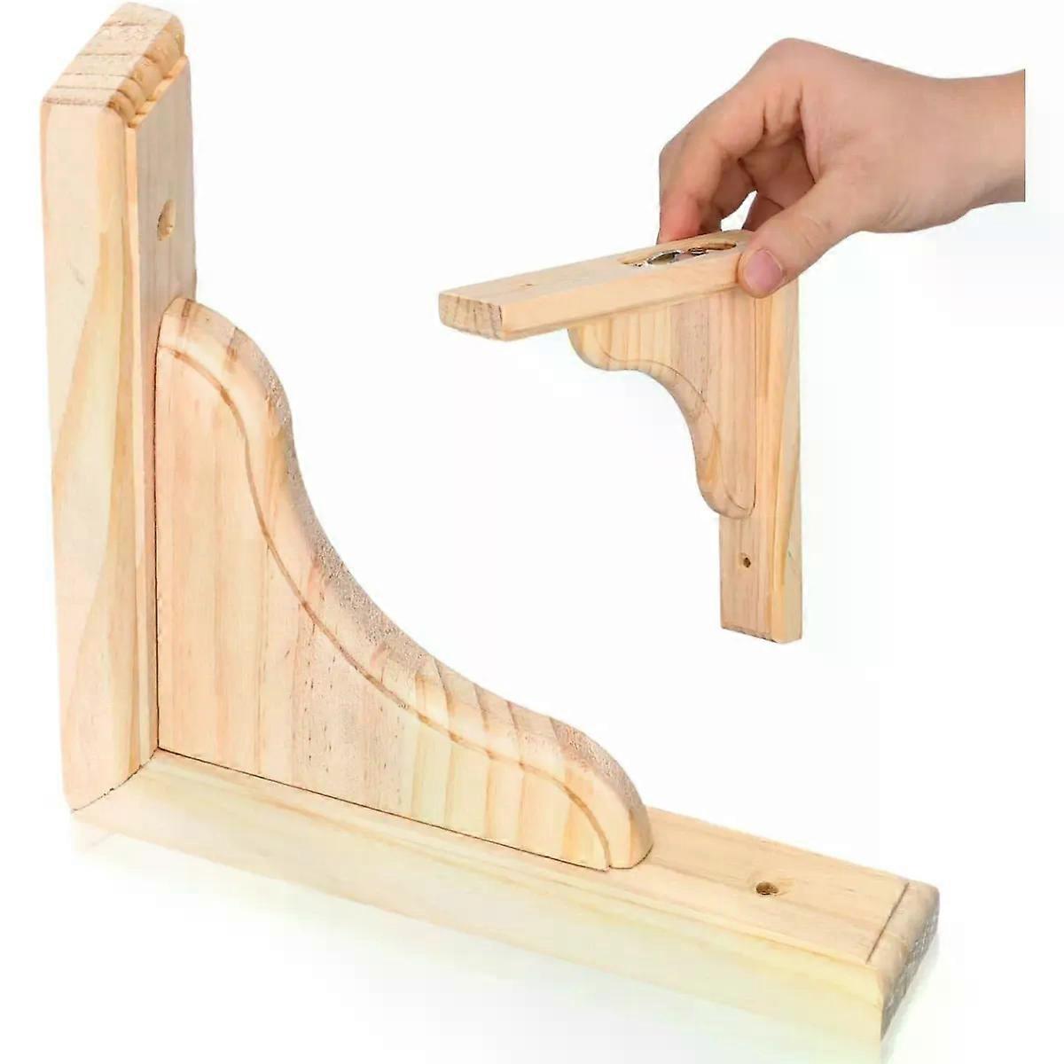 Solid Wood Triangle Shelf Brackets for Floating Shelves, Wall