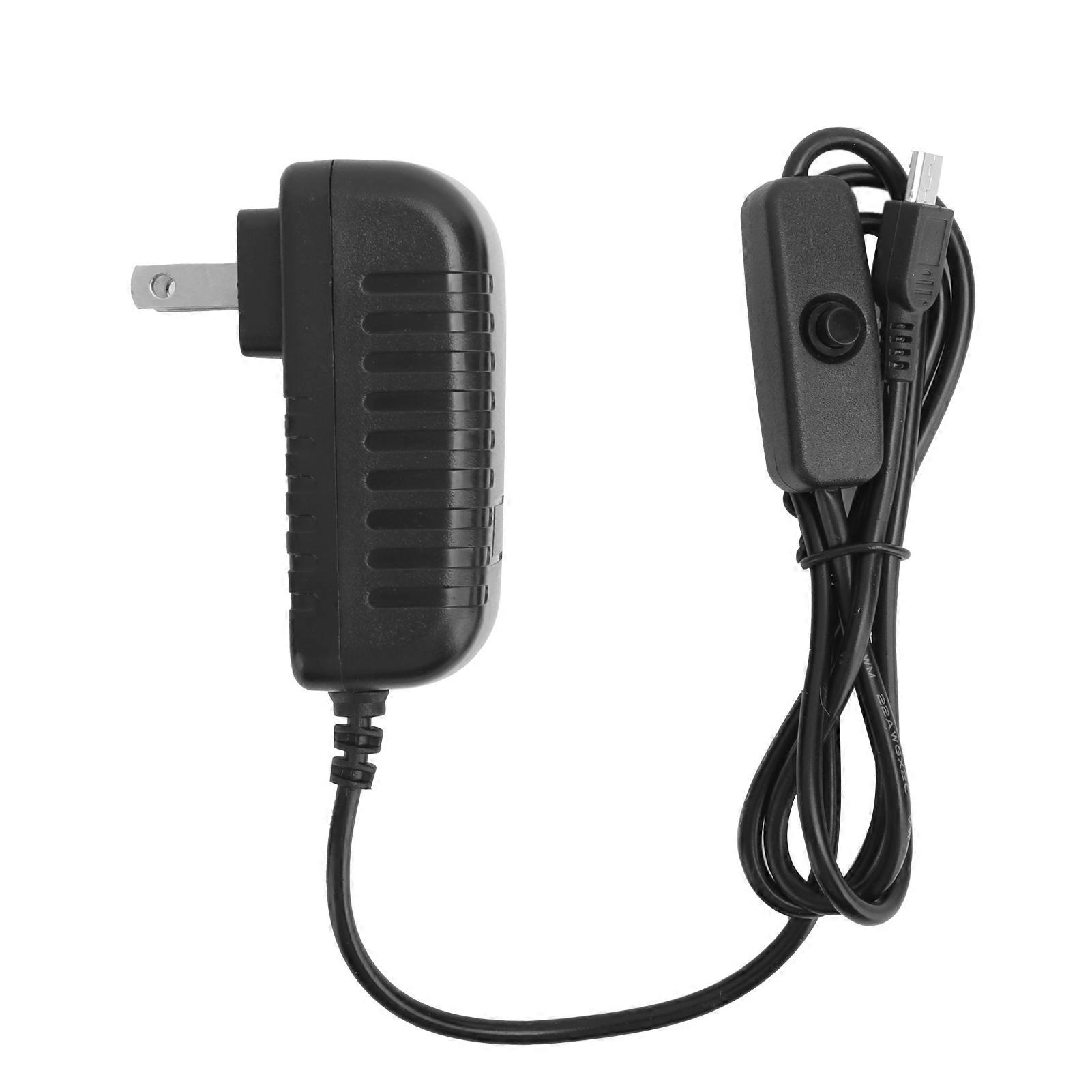 Power Supply for Raspberry Pi 5V 3A with Switch Button Integrated Micro USB Adapter 100240VUS Plug