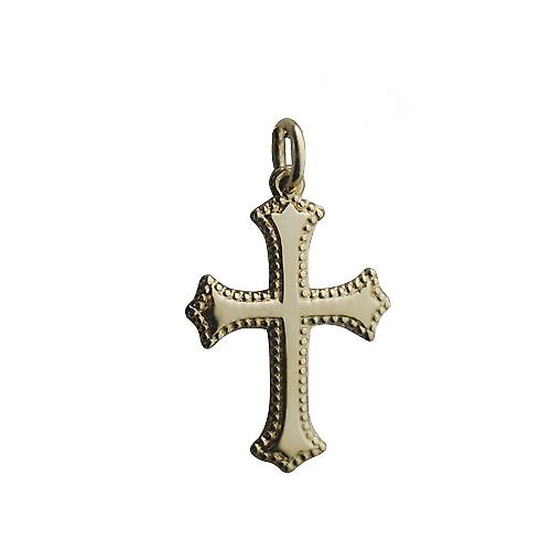 18ct Gold 26x19mm plain Cross with embossed border