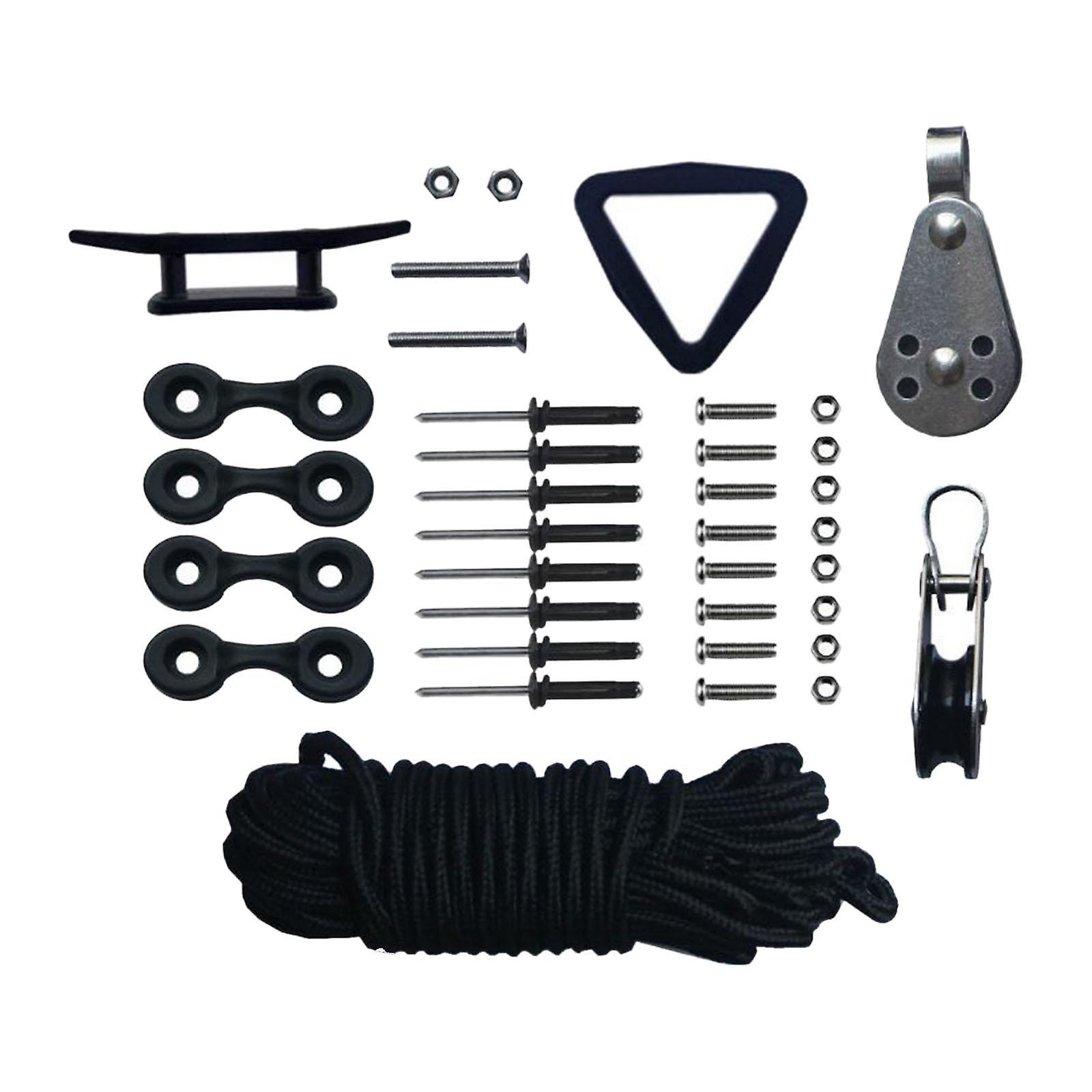 Kajak Anker Trolley Kit Seilklampe Pully Block Rigging Ring