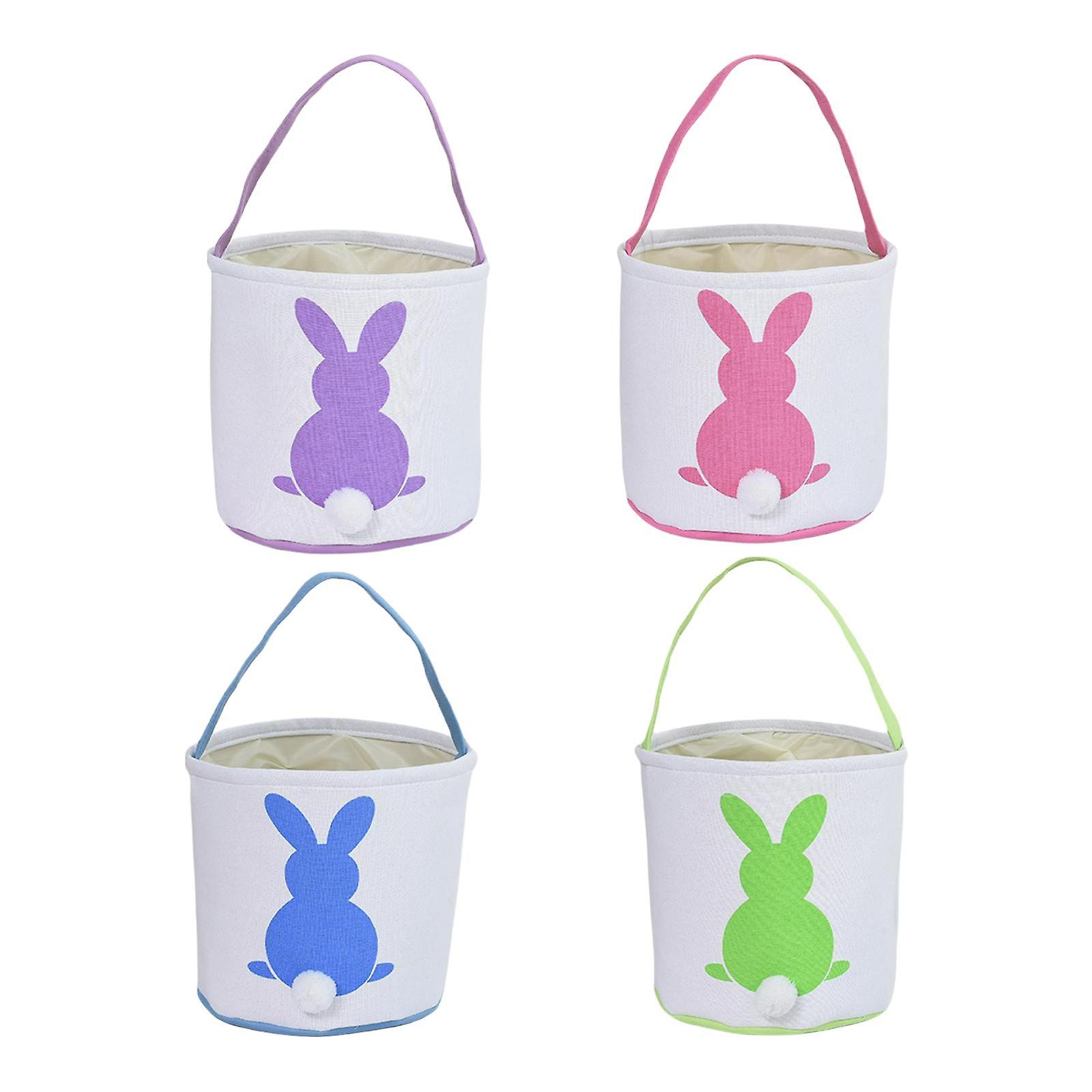4x Easter Rabbit Bag Reusable Egg Hunting Bucket for Easter Eggs Candy Toys