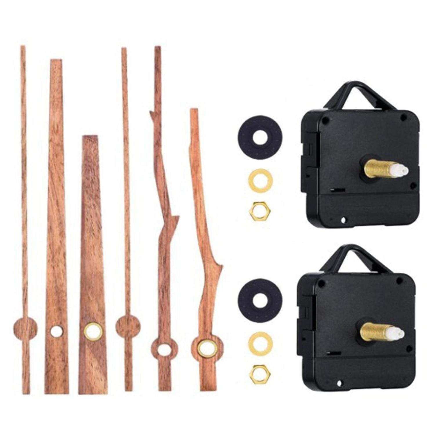 2pcs Clock Movement Mechanism with 12 Inch Walnut Hands Clock Kit Mechanism for Diy Wall Clock Repa