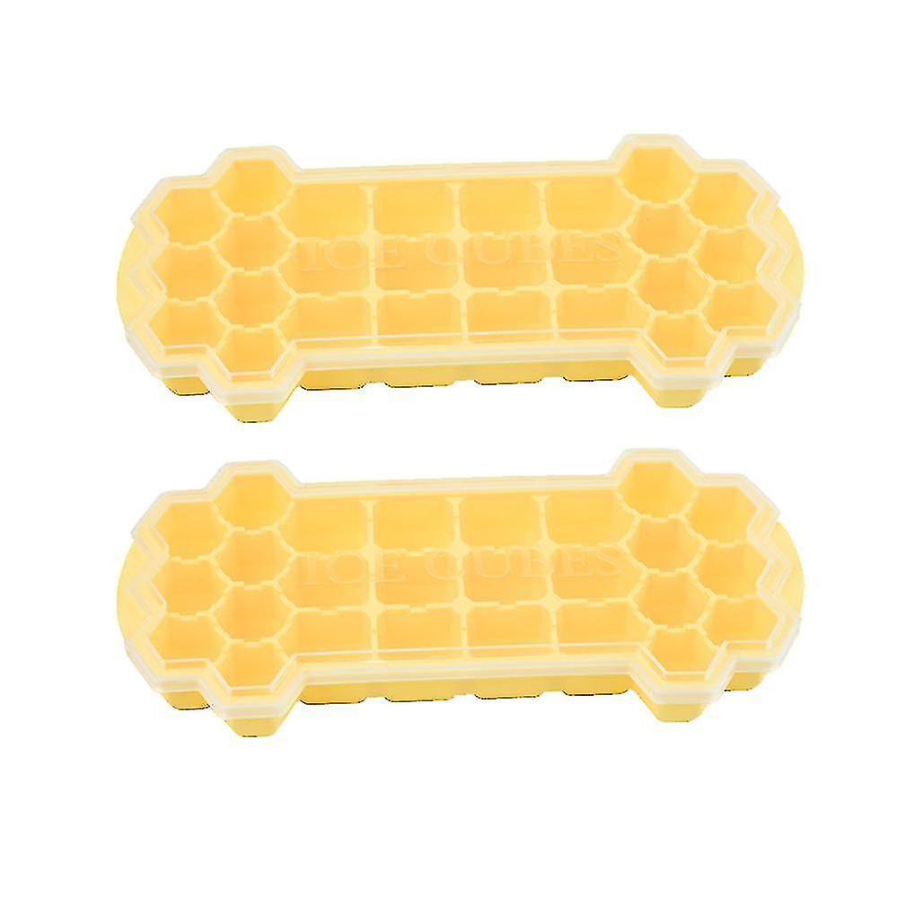 2pcs Ice Cube Tray With Non-spill Lids Silicone For Food Drinks
