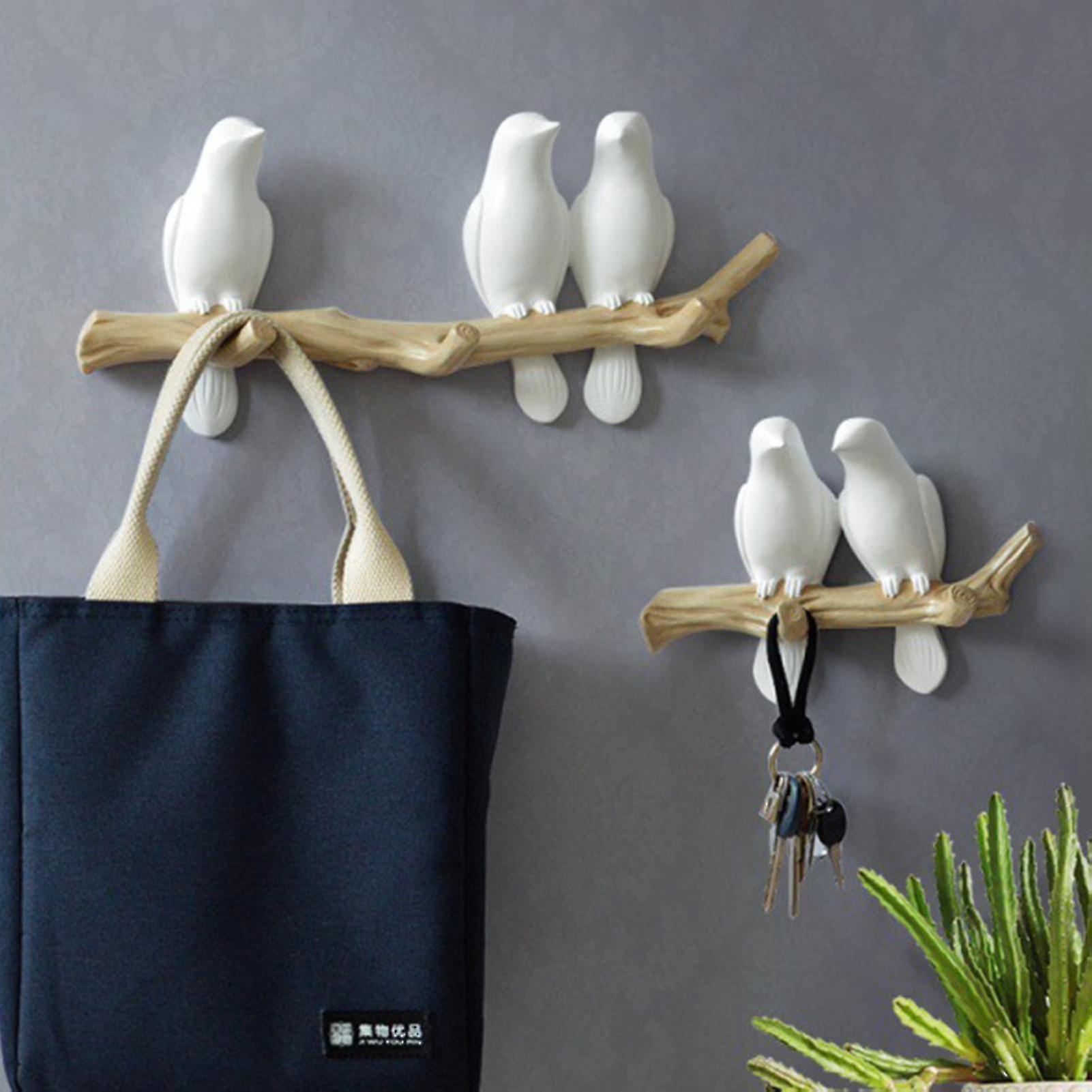 Birds On Tree Branch Rack Wall Hanger Storage Bird Shape Decoration For Brush Soap Scrubbers