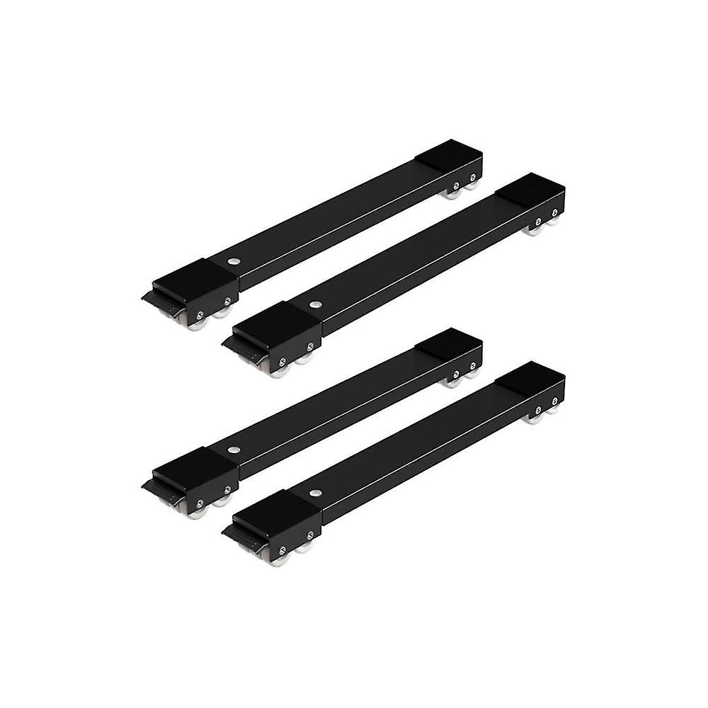 4pcs Household Bracket With Brake Mobile Roller Appliance Storage Rack Retractable Heightened Base