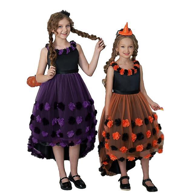 Girl's Flower Cake Mesh Trailing Skirt