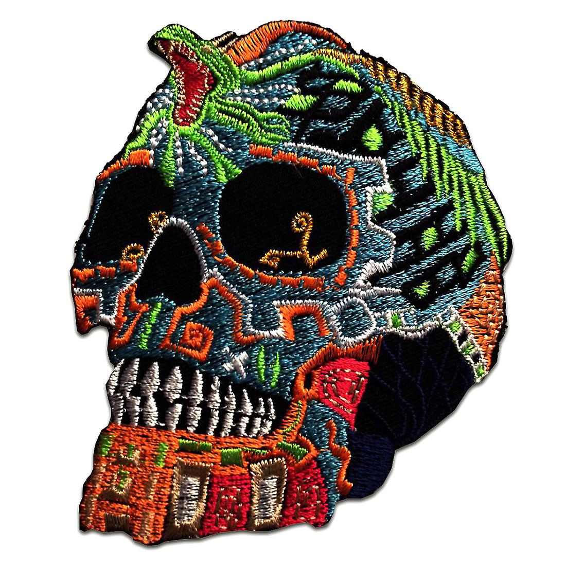 Patch / Iron-on Patch - Cobra Skull Biker Skeleton - Colorful - 10 x 8 cm - Patch