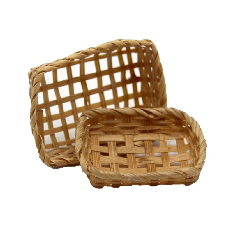 Dolls House 2 Rectangle Wicker Baskets Miniature Shop Store Kitchen Accessory