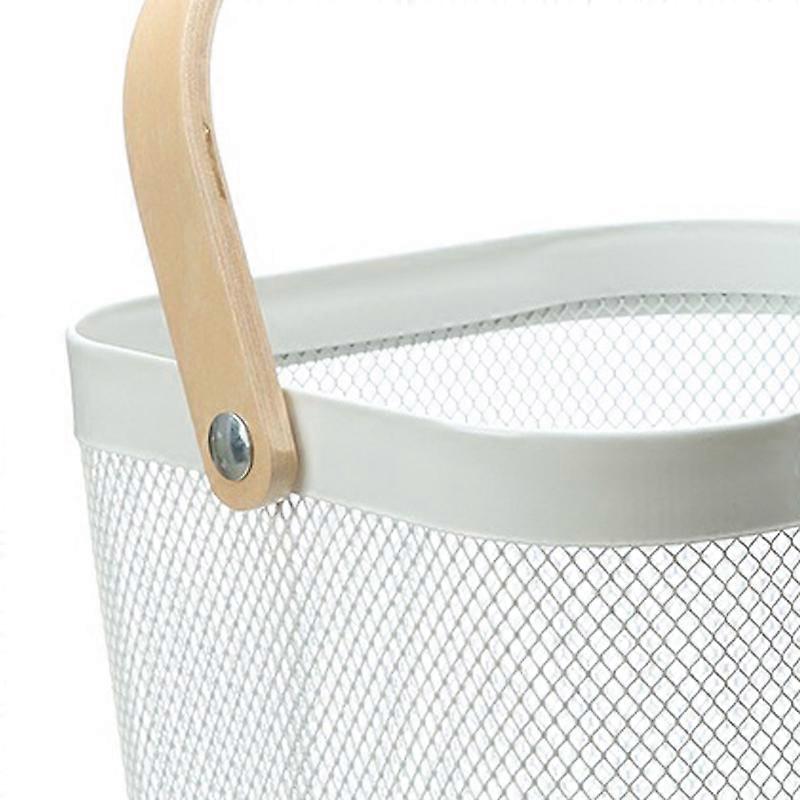 Fruit Colander Metal Material Comfortable Portable Handle Wear Resistant Practical Vegetable Drain Basket for Kitchen White