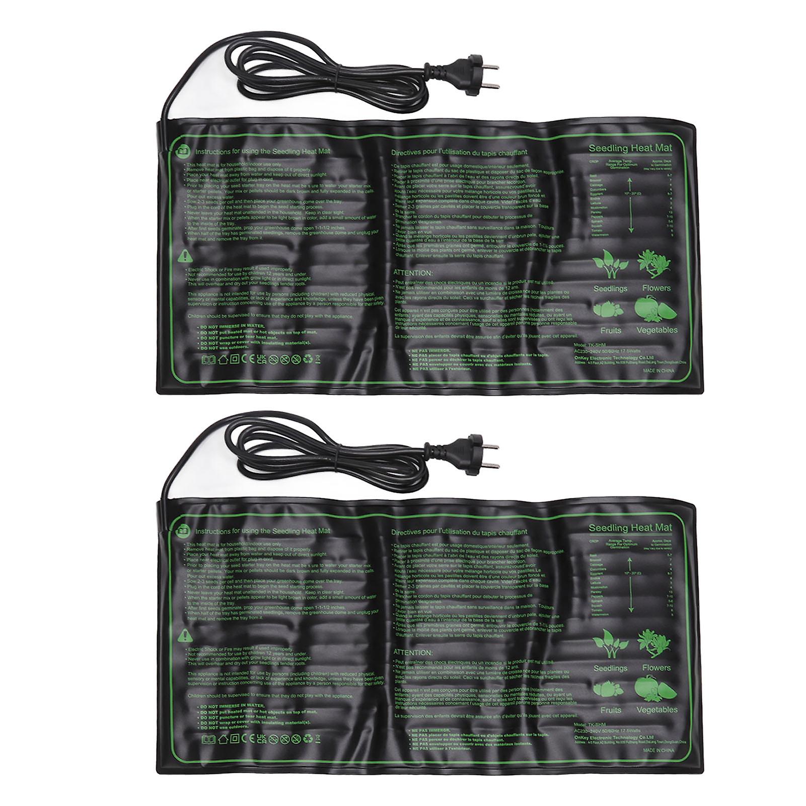 2 Pack Waterproof Seedling Heating Mat for Seed Germination and Growth, Constant Temperature, EU Plug 220-240V