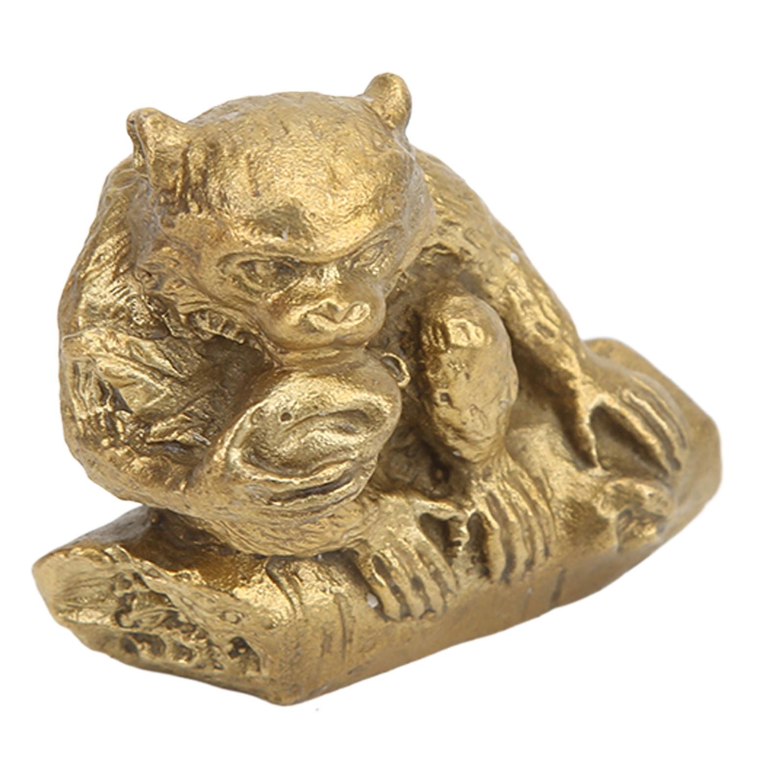Brass Monkey Statue Vivid Image High Hardness Small Size Monkey Figurines for Home Decoration Collection Display Gifts 