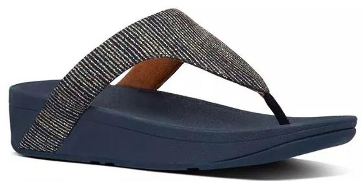 Fitflop Lottie Glitter Stripe Midnight Navy Womens Toe Post Sandals