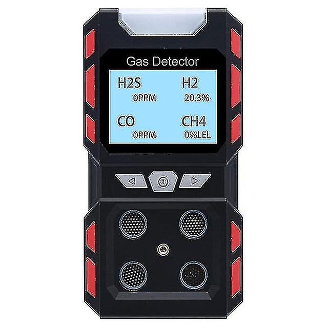 Portable 4 Gas Detector, Sound Light Vibration Rechargeable Lcd Screen