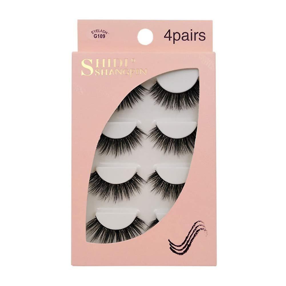 4 Pairs 3D Watermane False Eyelashes Invisible Reusable Black,G109