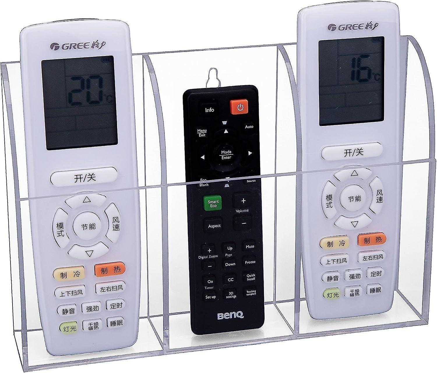 Acrylic Remote Control Cell Phone Organizer Storage 3 Compartment Remote Control