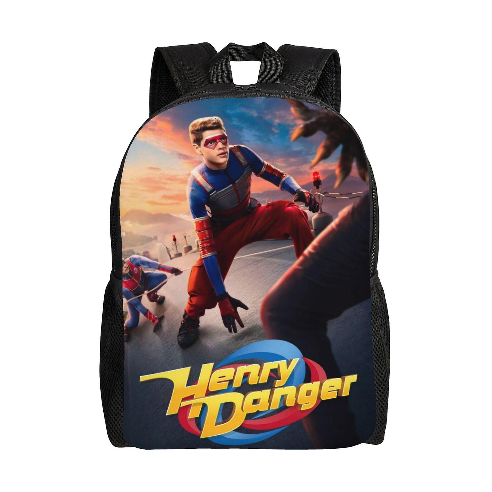 هنري خطر للجنسين على ظهره كمبيوتر محمول حقيبة مدرسية طالب جامعي حقيبة خفيفة الوزن الأساسية Daypack للأطفال المراهقين الكبار