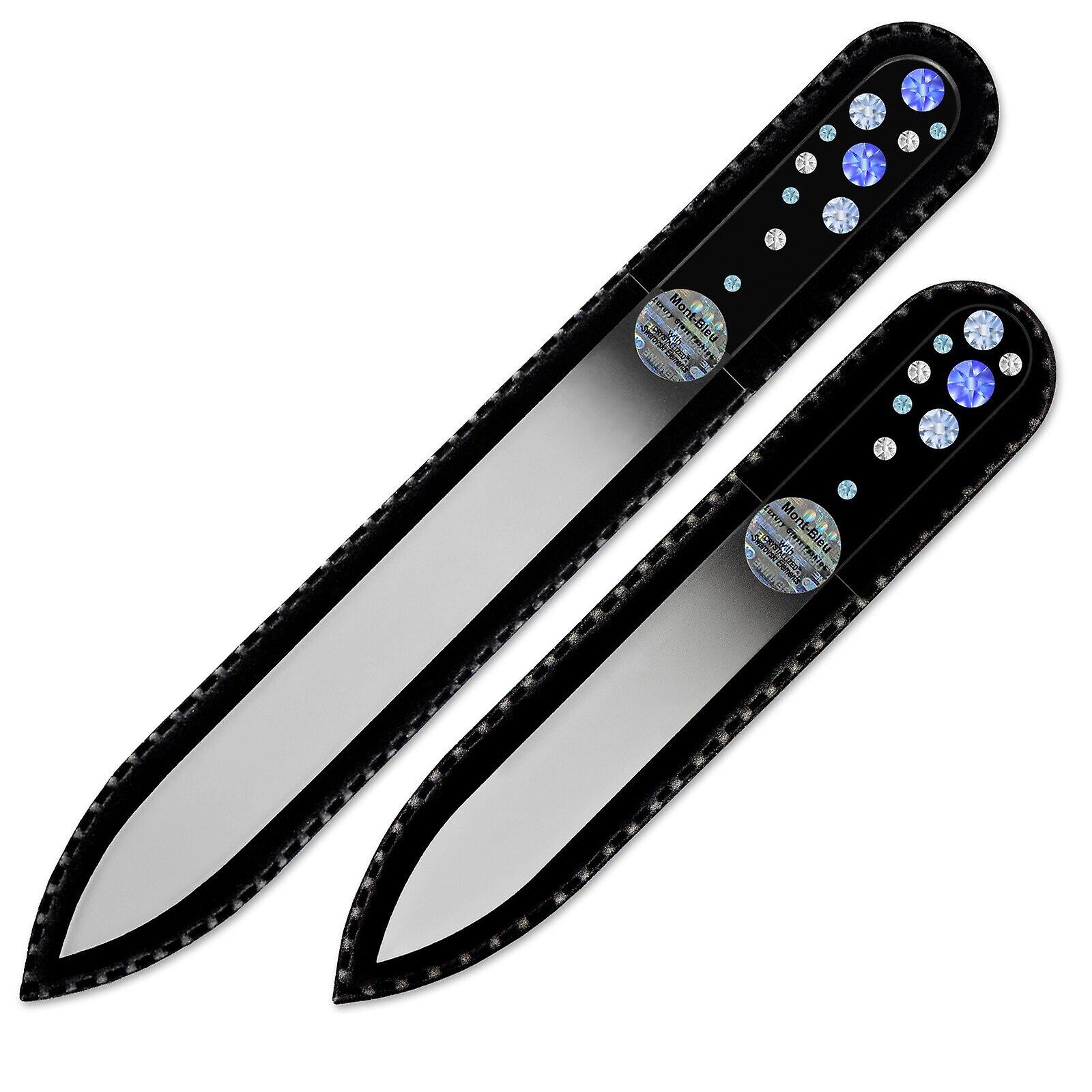 Set of 2 Black Crystal Nail Files with crystals WB-MS - Sapphire - Light Sapphire