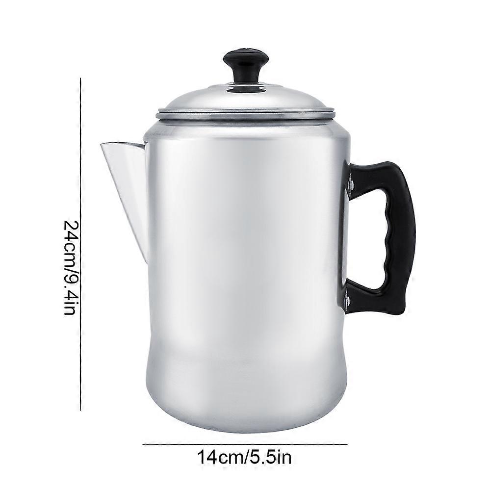 Caffettiera in lega di alluminio 14x14x24cm con coperchio, argento