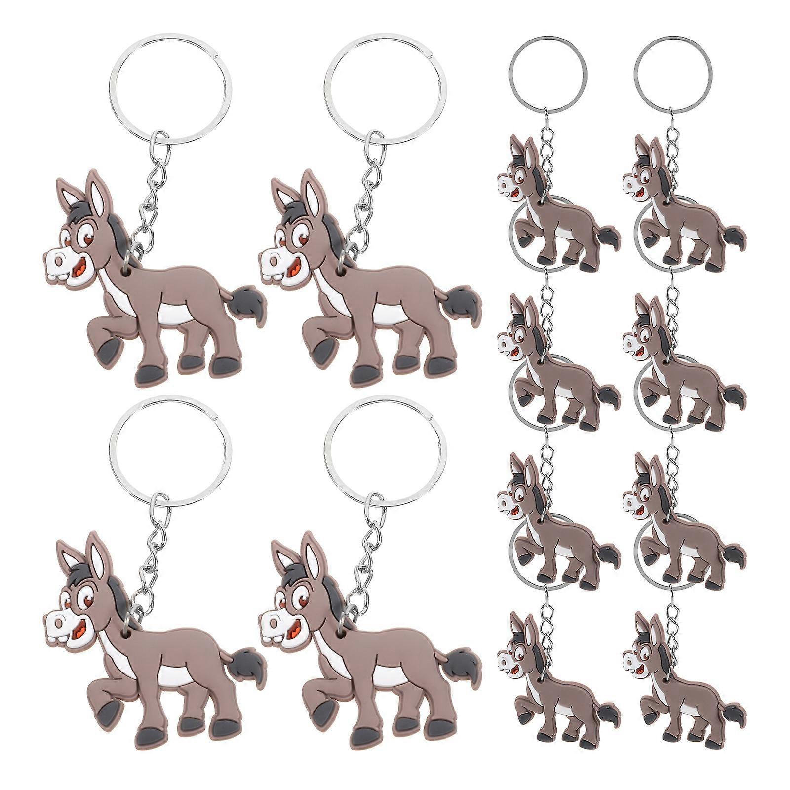 12pcs Jungle Animals Keyring Keychain Pendants Keychain Decoration Donkey Keychain Charms