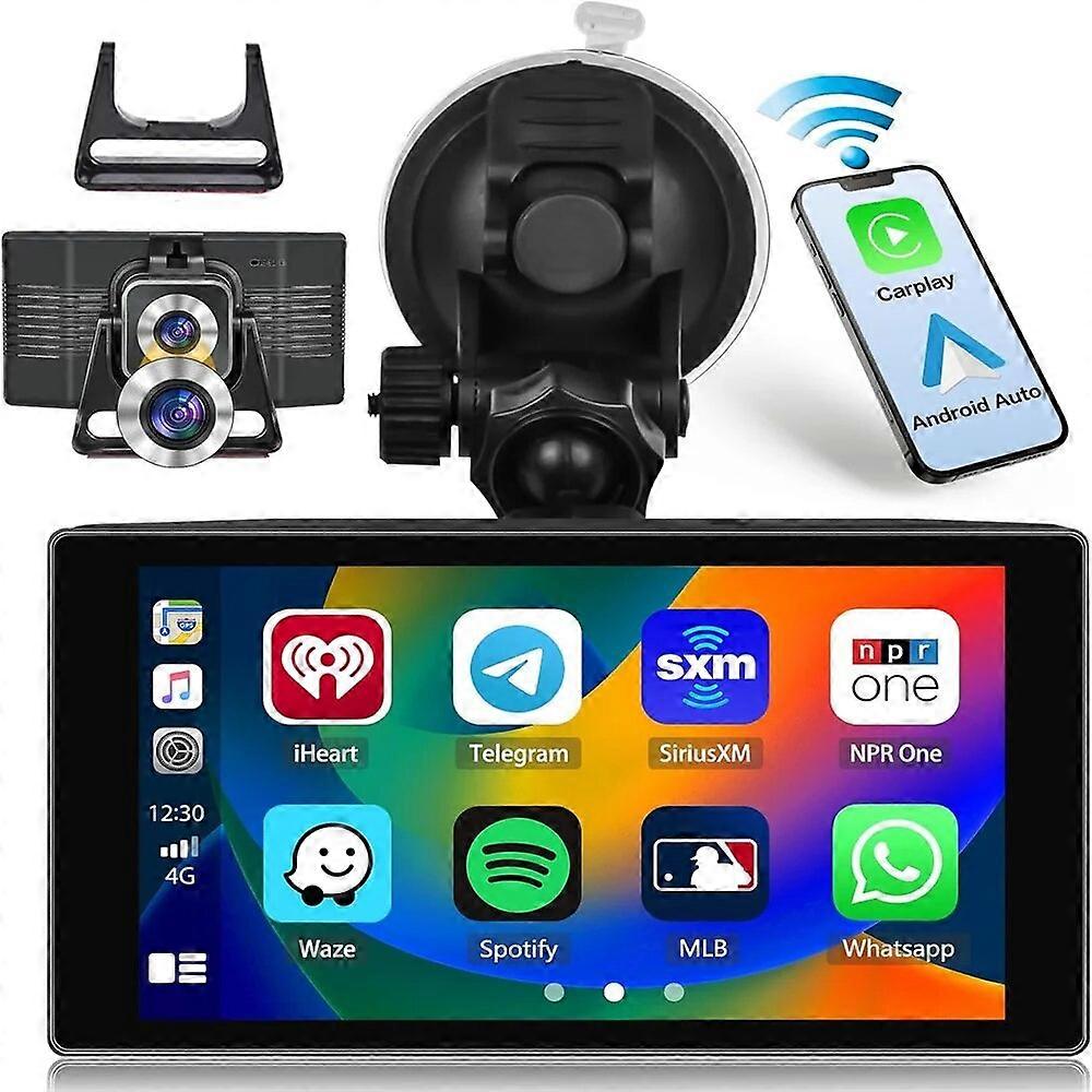 T52 4K Dash cam 5 Carplay Android Auto Car DVR GPS Navigation WIFI FM Rear View Mirror Video Recorder Motion Detection FN9U9888