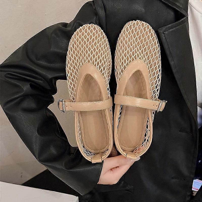 In Summer, Wear Round Toe, Straight Buckles, Casual and Comfortable, Women's Flats, Cut-out