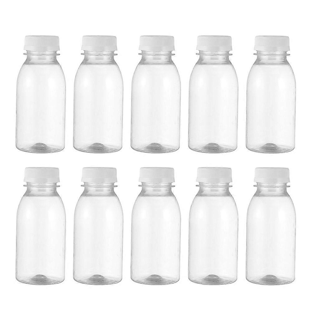10 Pcs Clear Bottles Caps Transparent Empty Bottles Portable Travel Bottles Smoothie Bottles Small Beverage Container