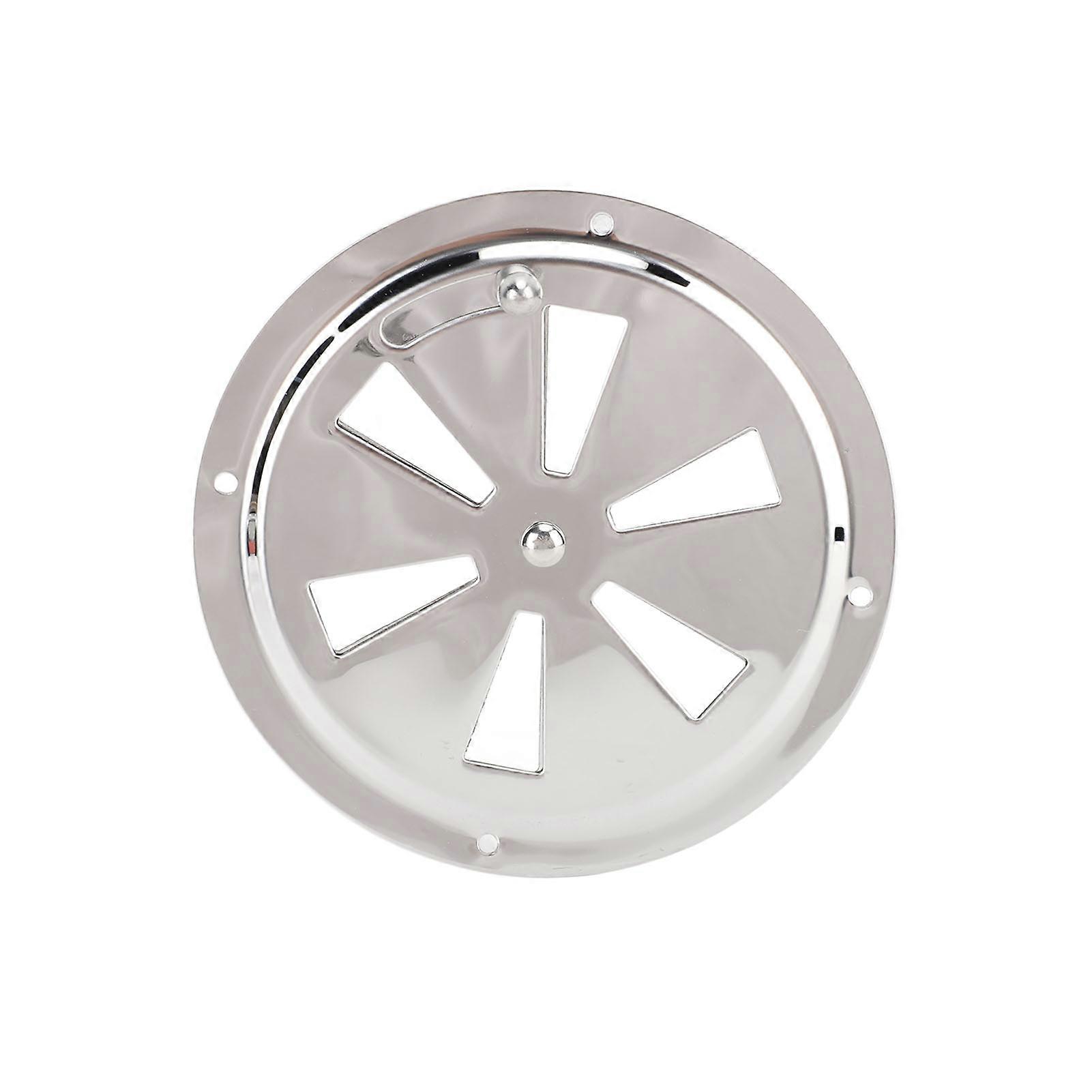 キャビンベンチレーションプレートマリングレードステンレススチールラウンドルーバーベントカバー、ボートヨットRV用サイドノブ付き RV 5インチ